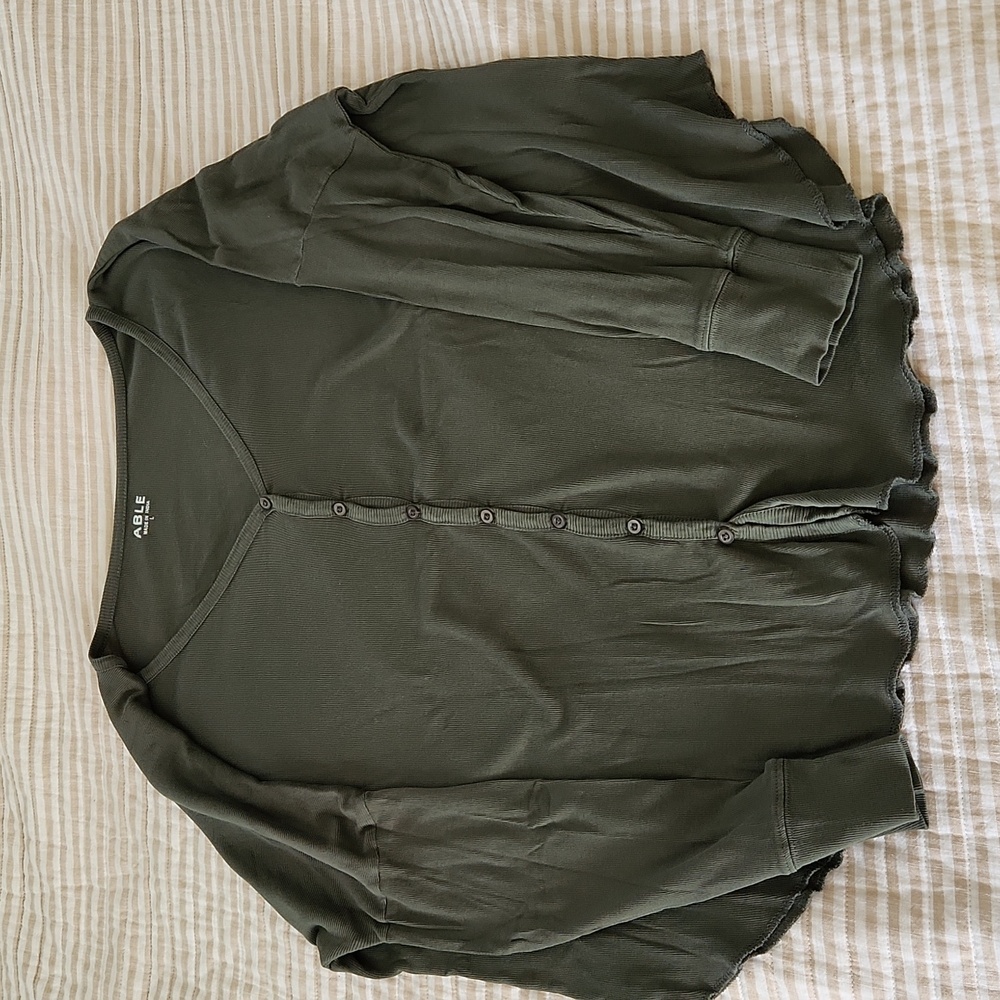 ABLE button front ribbed shirt